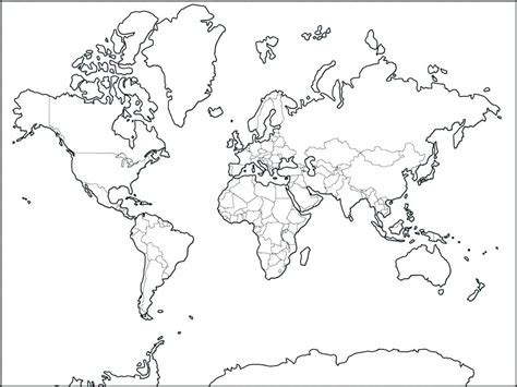 world map coloring page for kids at getdrawings free - world map ...