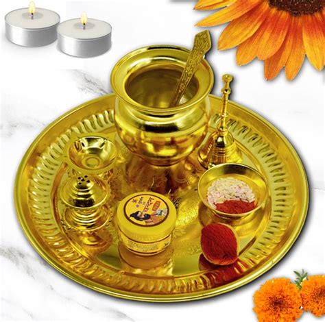 ME&YOU Puja Thali Set for Diwali, Dhanteras, Navrati, Durga Pooja Brass Price in India - Buy ME ...