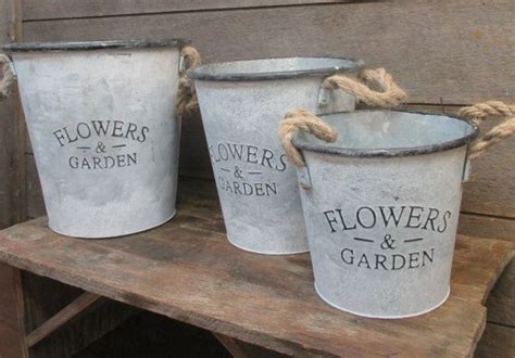 Lot 3 Stacking Flowers & Garden Galvanized Tin Buckets Pot | Etsy | Tin ...