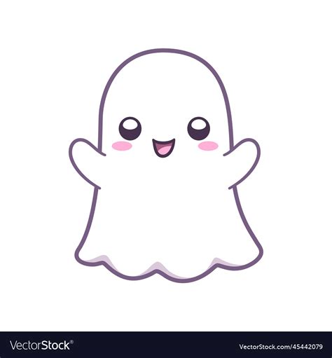 Kawaii cute ghost clipart doodle element happy Vector Image