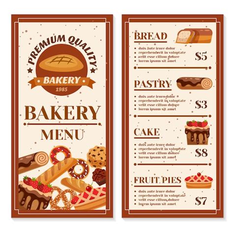 Free Vector | Bakery menu design