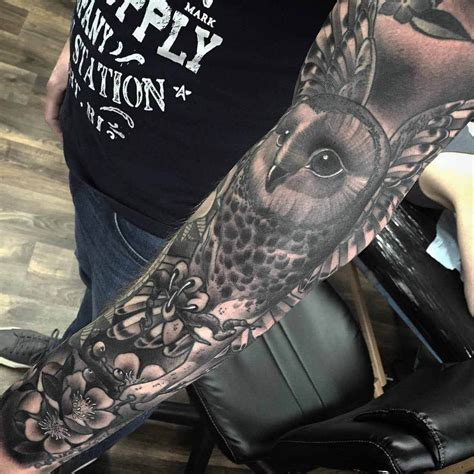 15+ Best Owl Sleeve Tattoo Designs | PetPress