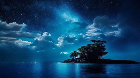 Premium AI Image | Night sky with stars and clouds over the ocean and a ...