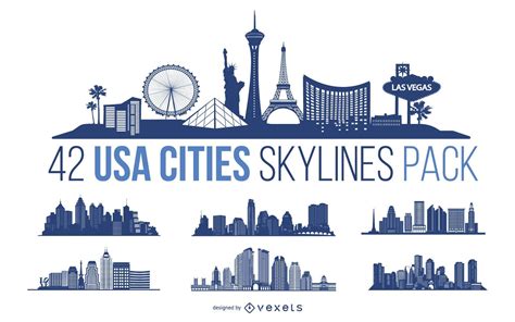 USA Cities Skyline Design Pack Vector Download