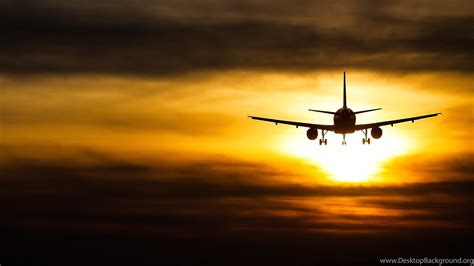 Plane Flying Sunset Wallpapers HD Download For Desktop Desktop Background