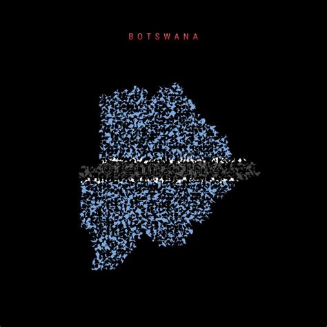 Botswana Flag Map, Chaotic Particles Pattern in the Botswana Flag Colors. Vector Illustration ...