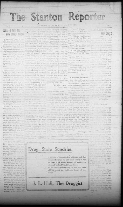 The Stanton Reporter (Stanton, Tex.), Vol. 13, No. 3, Ed. 1 Friday, July 19, 1918 - The Portal ...