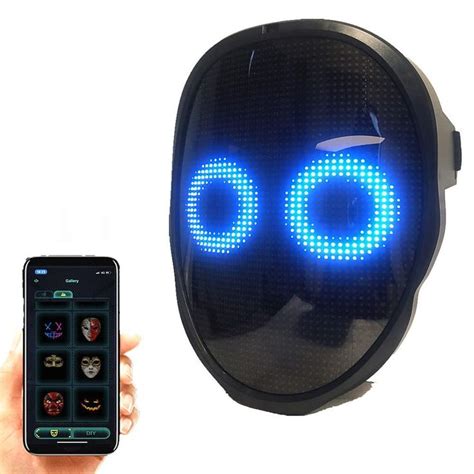 wishplan Led Mask With Face Transforming Bluetooth Programmable APP Digital Smart LED Light Up ...