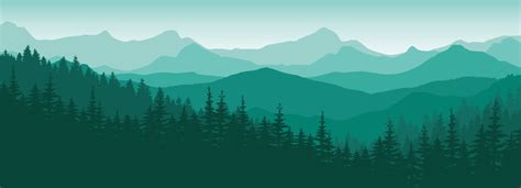 Vector Background with Mountains. Nature Mountain in green color ...