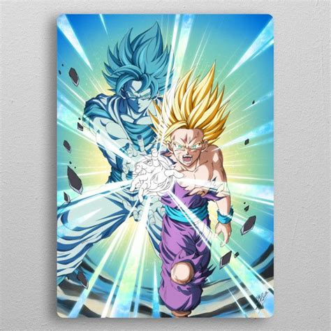 Goku and Gohan Father and Son Kamehameha Displate - Metal Poster ...