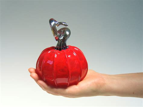 Blown Glass Pumpkin / Art Glass Sculpture / Autumn by AvolieGlass