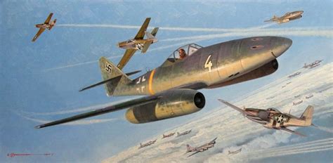 First Encounters, by Steve Anderson (Me 262 vs P-51 & B-17) Aircraft Art, Wwii Aircraft ...