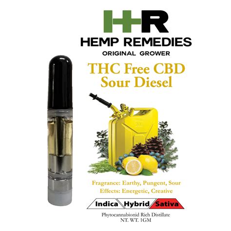 THC Free CBD Vape Sour Diesel - Hemp Remedies Original Grower