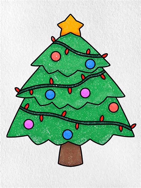 Christmas Tree Cartoon Drawing - HelloArtsy