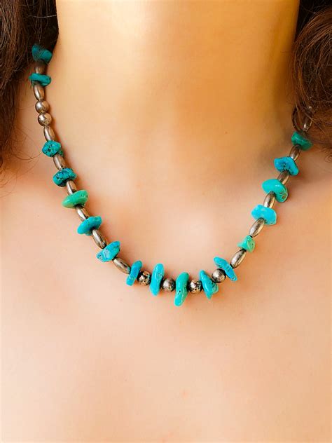 1960’s Unique Raw Turquoise Stone Navajo Vintage Necklace | Edgy Jewelry