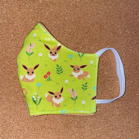 Green Eevee face mask Pokémon-Washable face mask reusable | Etsy