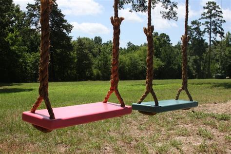 Set of Two Wooden Tree Swings Double Rope