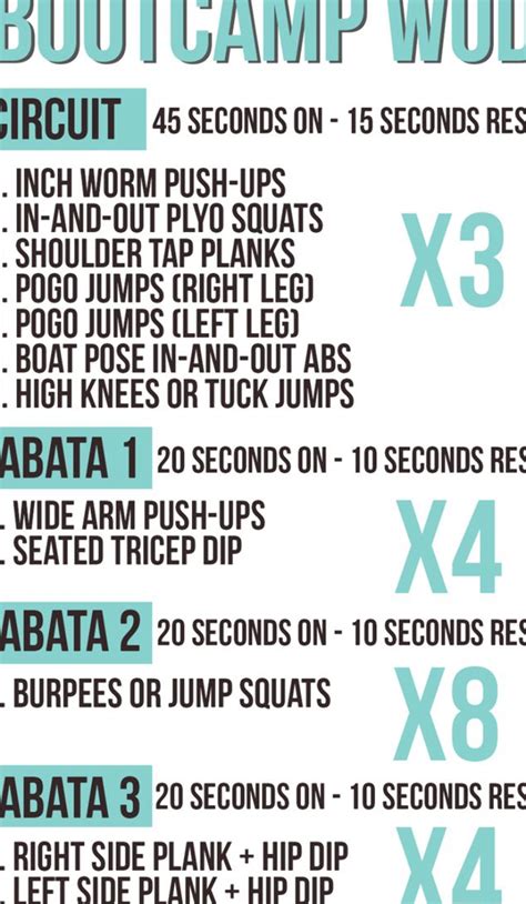 Boot Camp Workout Ideas | Examples and Forms | Bootcamp workout plan ...