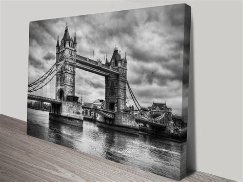 London Bridge Black and White Canvas Art Print