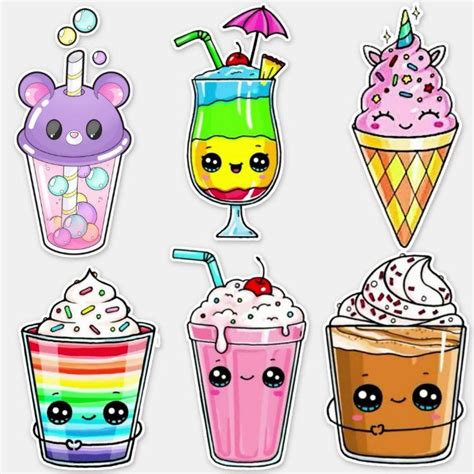 TIERN DRINKS- SWEET DESIGNS STICKER | Zazzle | Kawaii zeichnungen ...