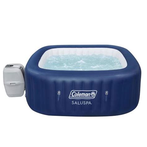 Coleman Atlantis SaluSpa 140 AirJet Square 4-6 Person Inflatable Hot Tub Spa with Cover, Blue ...