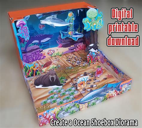 Printable Diorama Cut & Paste Shoebox Project, Create a Ocean Habitat ...