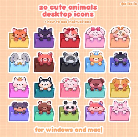 20 Cute Animals Desktop Icons for Windows and Mac! : r/ArtSale