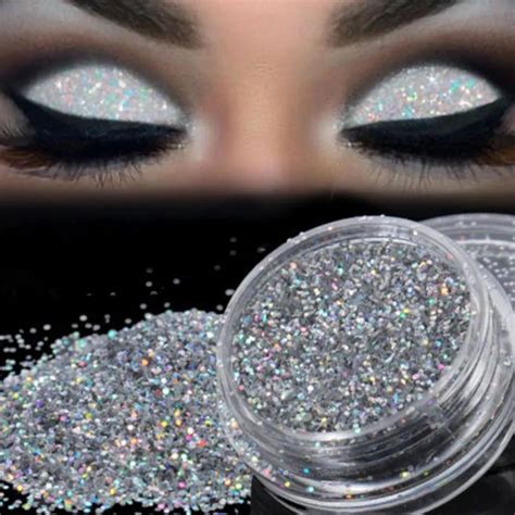 Sparkly Makeup Glitter Loose Powder EyeShadow Silver Eye Shadow Pigment Chunky Mermaid ...