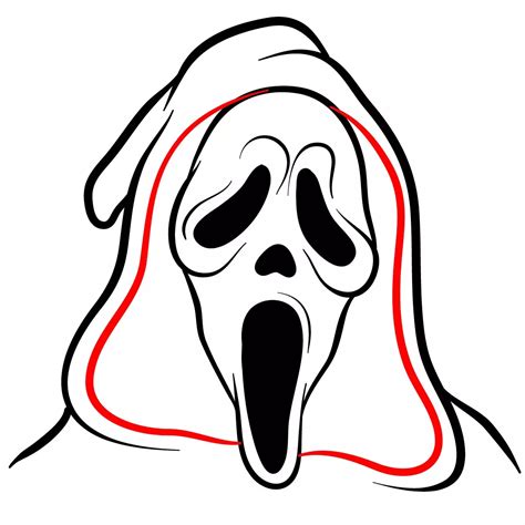 How to draw Ghostface (the Scream Mask) - Sketchok drawing guides Ghost ...