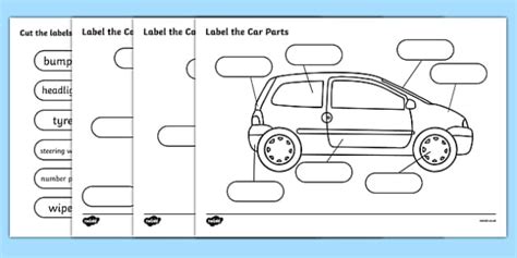 Label The Car Parts Activity Sheet | KS1 Transportation