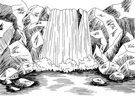 Landscape Sketch, Landscape Drawings, Waterfall Sketch, River Drawing, Micron Pen Art, Fall ...