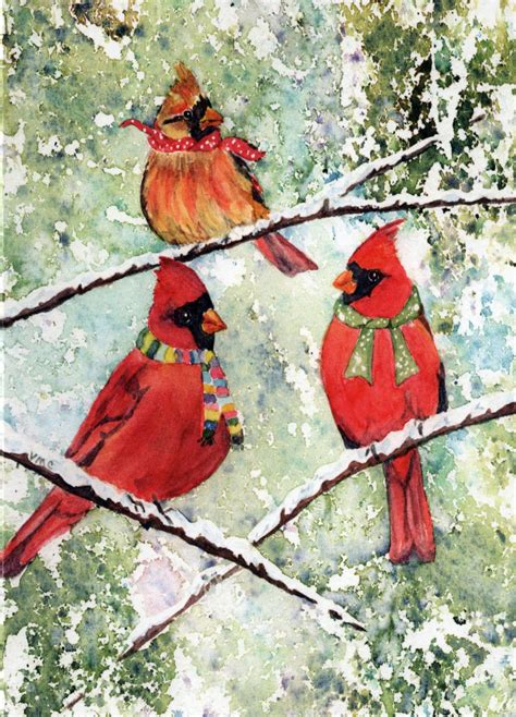 Christmas Cardinals Ten Pack Cards. Cardinals Wearing Scarves