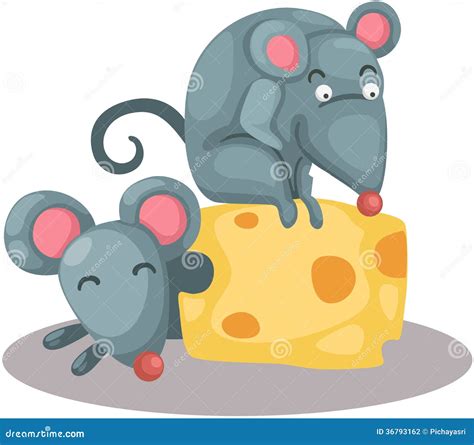 Cartoon Mouse Eating a Piece of Cheese Stock Vector - Illustration of ...