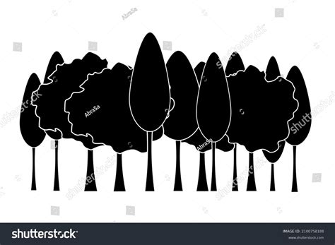 Silhouette Forest Trees Jungle Silhouette Illustration Stock Vector (Royalty Free) 2100758188 ...