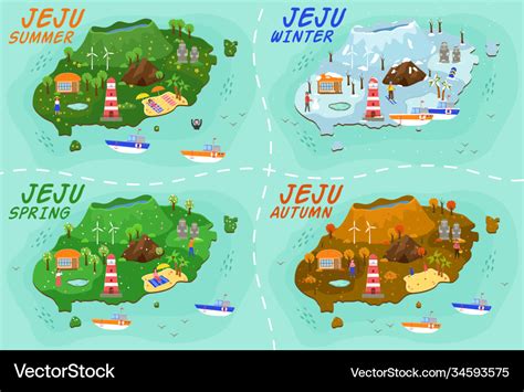 Jeju island travel map welcome to in spring Vector Image