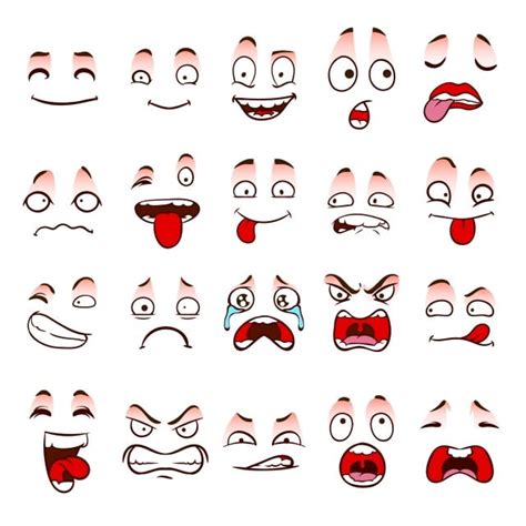 Character Face Expressions Vector Art PNG, Expressive Funny Face ...