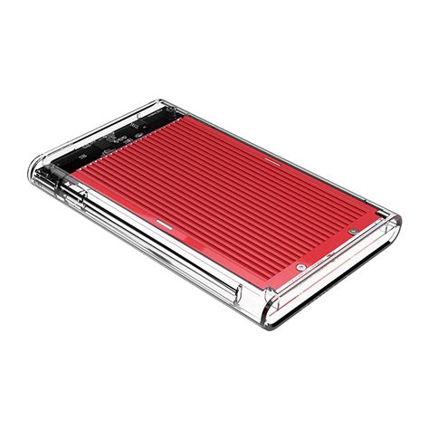 2.5 inch hard disk enclosure - transparent / aluminum - red - Orico