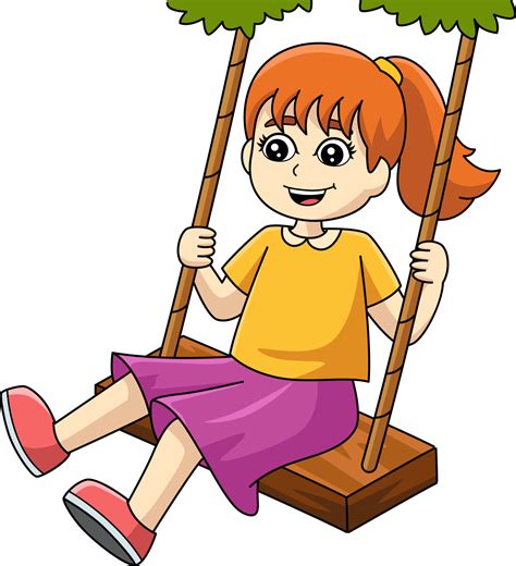 Girl On A Swing Cartoon Colored Clipart 7066621 Vector Art at Vecteezy