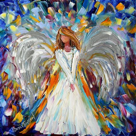 Original oil painting ANGEL whimsical palette knife fine art