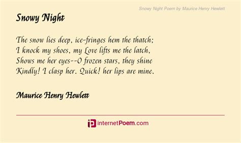 Snowy Night Poem by Maurice Henry Hewlett