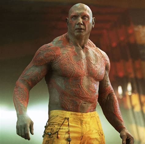 Dave Bautista as Drax the Destroyer, tattooed | Cultjer