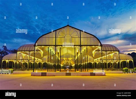 Bangalore India, night city skyline at Lalbagh Park glass house Stock Photo - Alamy