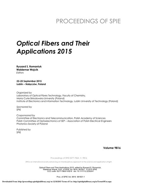 (PDF) Optical Fibers and Their Applications 2015