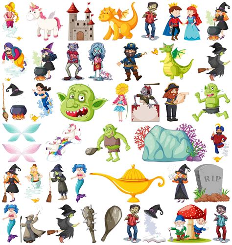 Set of fairy tale cartoon character 1858654 Vector Art at Vecteezy