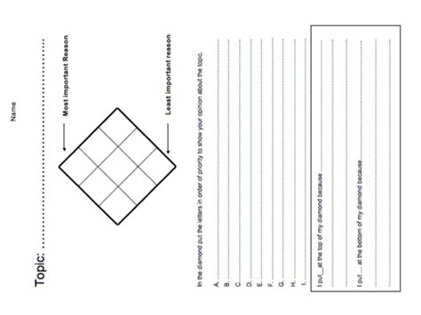 Ranking Diamond 9 universal template | Teaching Resources