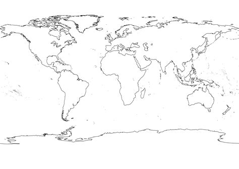 4 Best Images of Printable Map Of Continents Black And White - Black and White World Map Outline ...