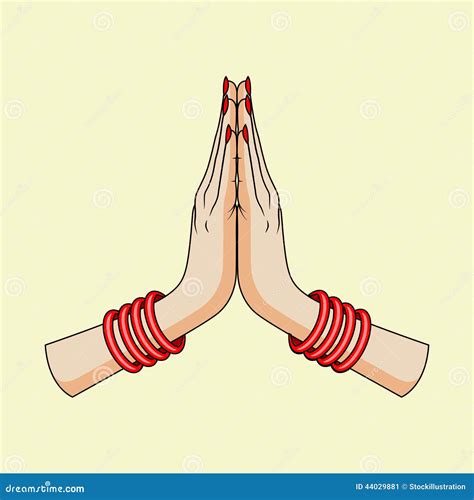 Welcome Gesture Of Hands Of Indian Woman Stock Vector - Image: 44029881