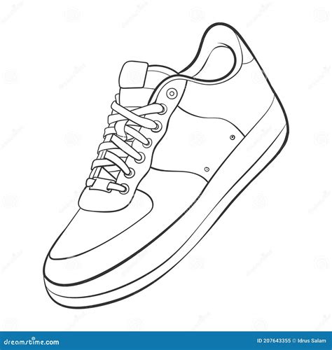 Shoe Line Drawing. Shoes Sneaker Outline Drawing Vector, Black Line Sneaker. Vector Illustration ...