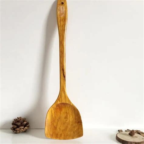 1pc Simply Kitchen Shovel Vintage Long Handle Wooden Shovel Nonstick Anti heat Cooking Tool ...