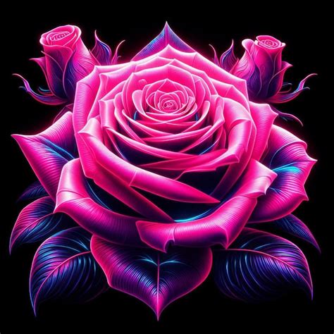 Premium PSD | Hyper realistic vector art trendy festive pink bouquet neon colored roses flowers ...